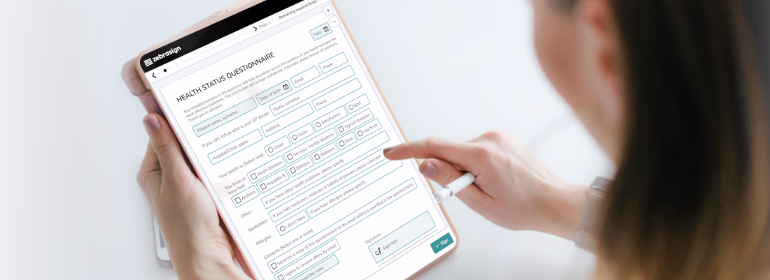 Signing on a tablet